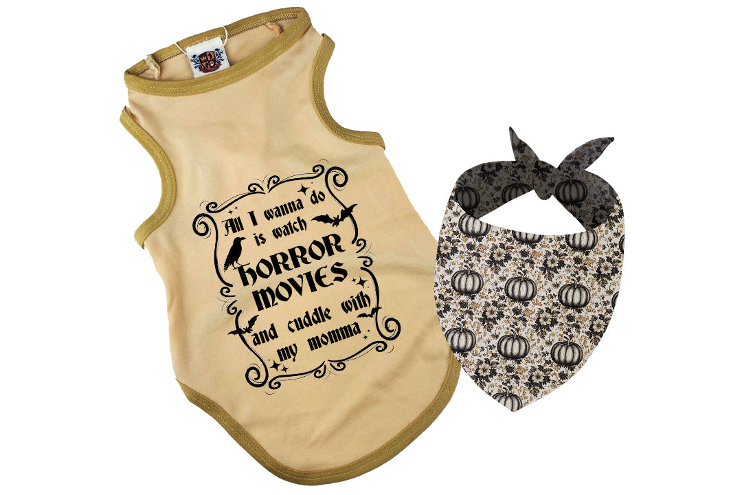 Halloween Dog Bandana Costume | All I Wanna Do Is Cuddle & Watch Horror Movies